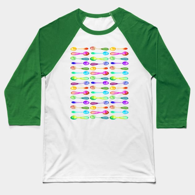 Colorful Watercolor Spoons! Baseball T-Shirt by KelseyLovelle